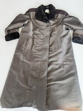 Vintage Sequence Faux Fur Coat for Women Long Winter Jacket M